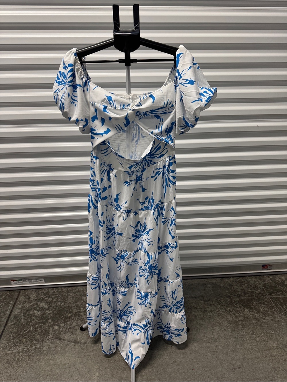 Women's Blue & White Floral Midi Dress